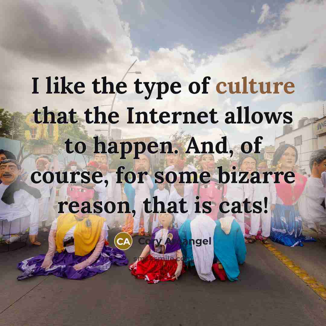 “I like the type of culture that the Internet allows…” quote by Cory Arcangel