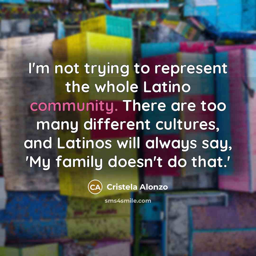 “I'm not trying to represent the whole Latino community. There…” quote by Cristela Alonzo