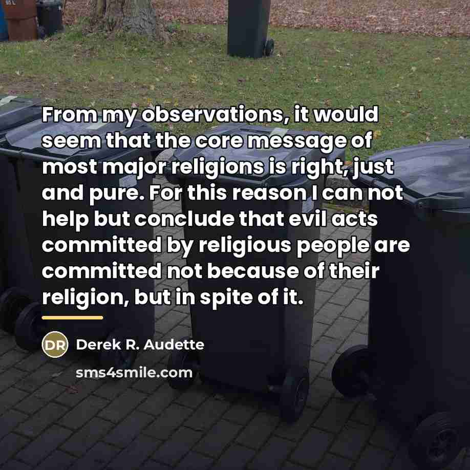 “From my observations, it would seem that the core message…” quote by Derek R. Audette