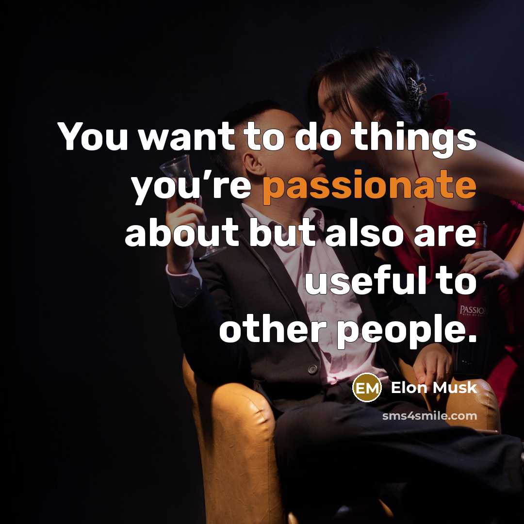 “You want to do things you’re passionate about but also…” quote by Elon Musk