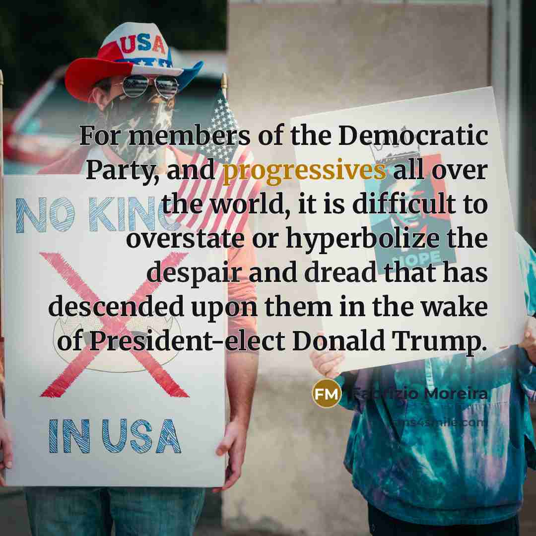 “For members of the Democratic Party, and progressives all over…” quote by Fabrizio Moreira