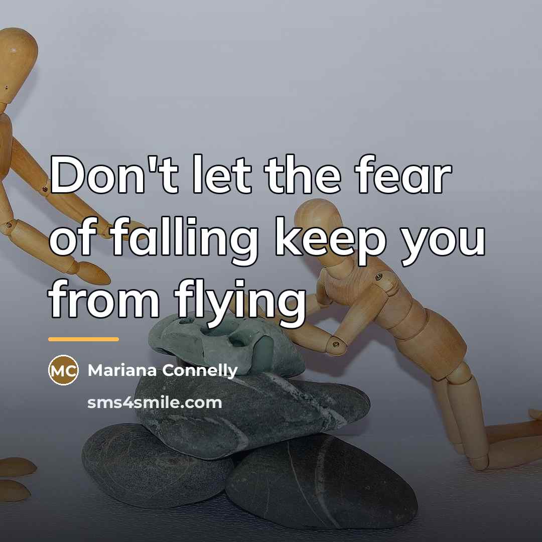 “Don't let the fear of falling keep you from flying…” quote by Mariana Connelly