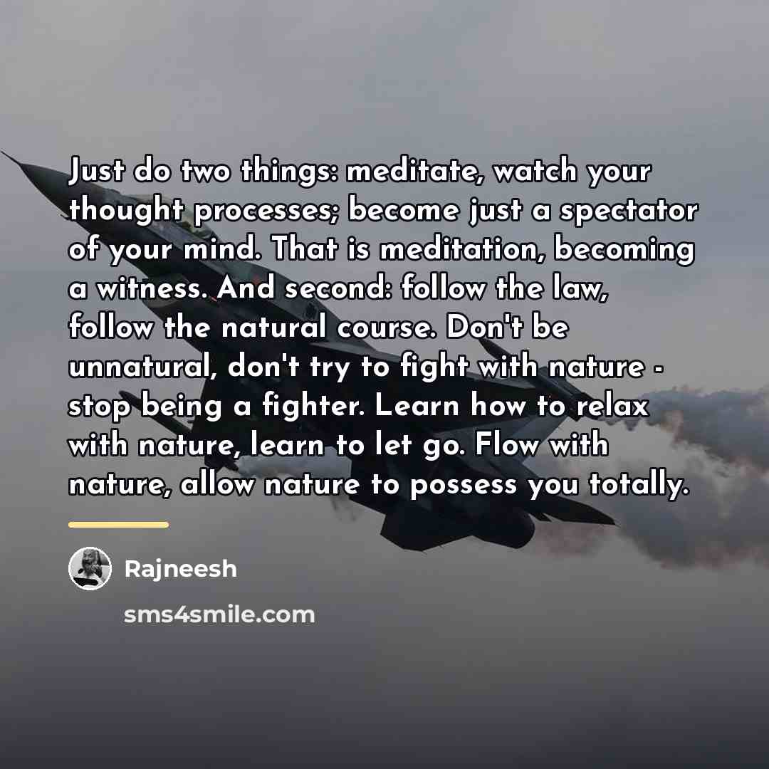 “Just do two things: meditate, watch your thought processes; become…” quote by Rajneesh
