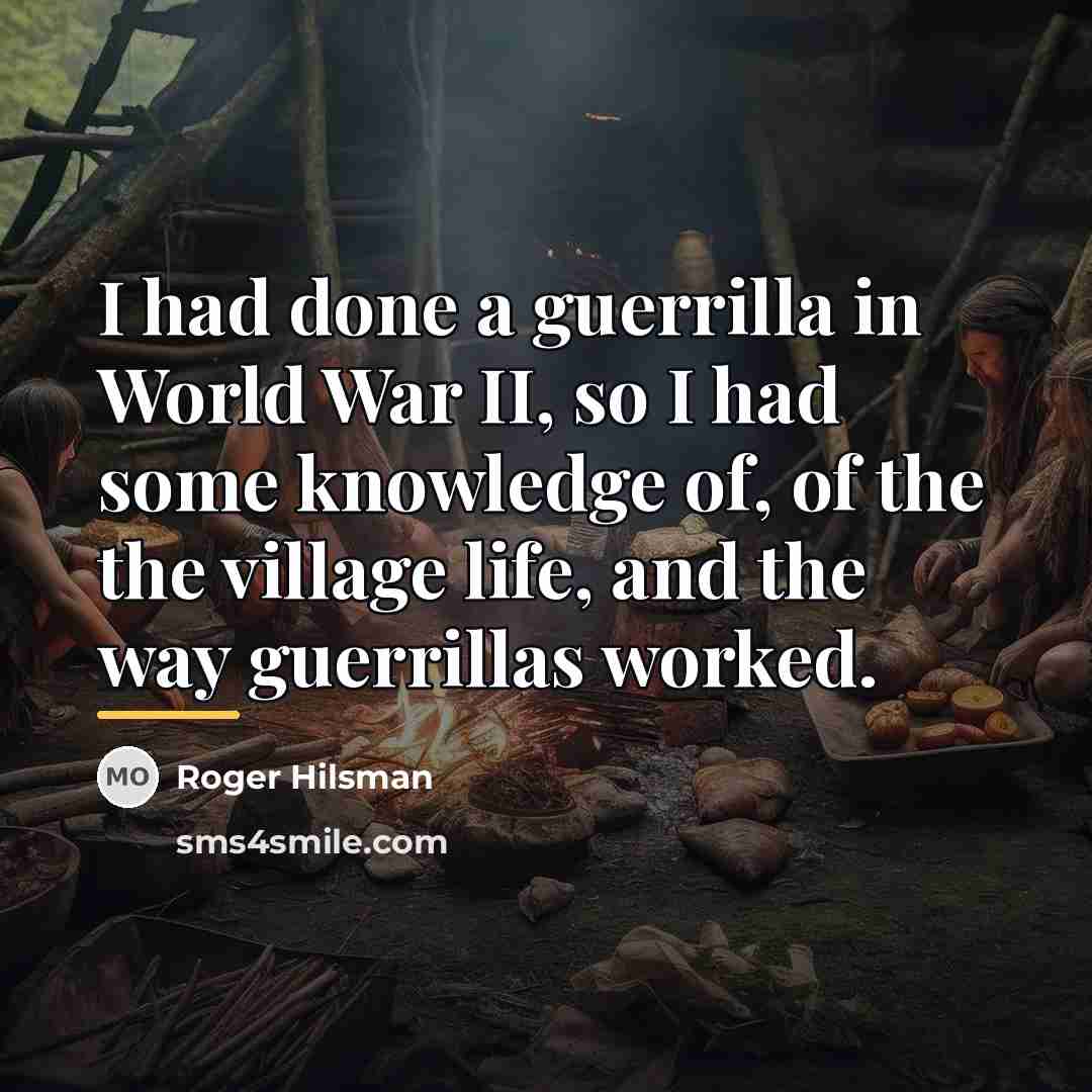 “I had done a guerrilla in World War II, so…” quote by Roger Hilsman