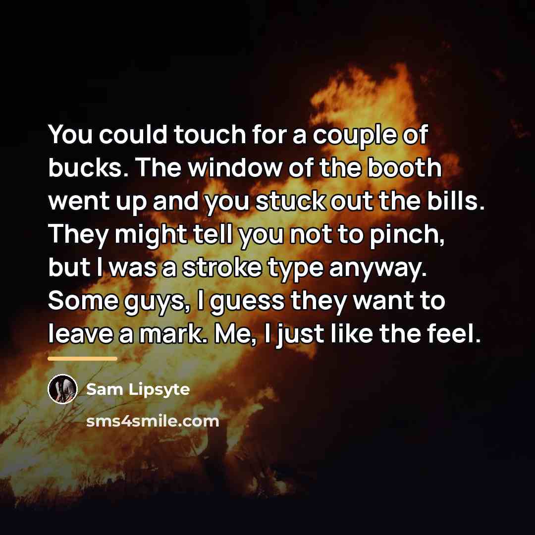 “You could touch for a couple of bucks. The window…” quote by Sam Lipsyte
