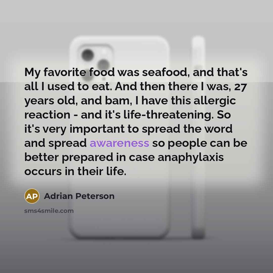 “My favorite food was seafood, and that's all I used…” quote by Adrian Peterson