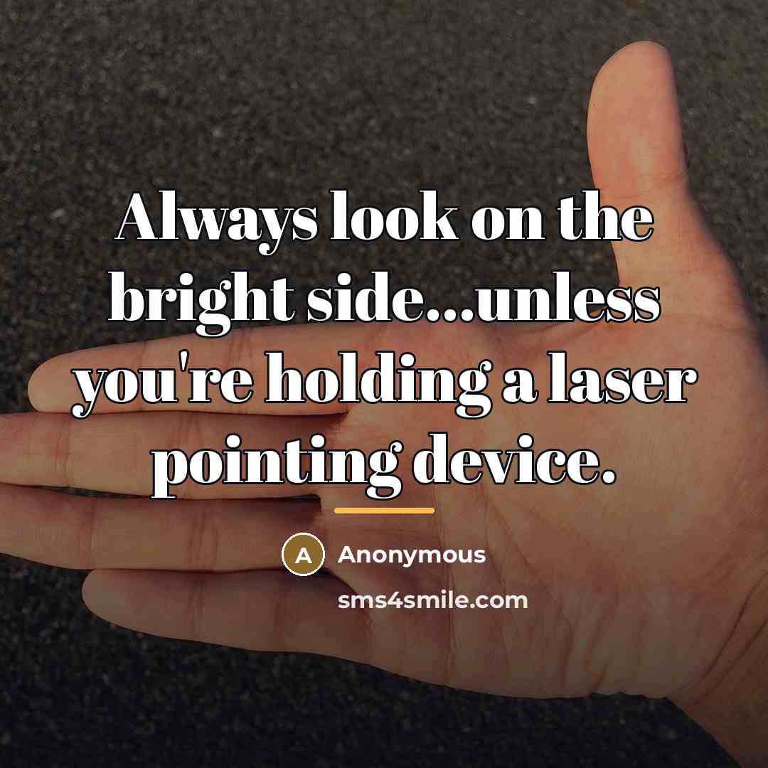 “Always look on the bright side...unless you're holding a laser…” quote by Anonymous