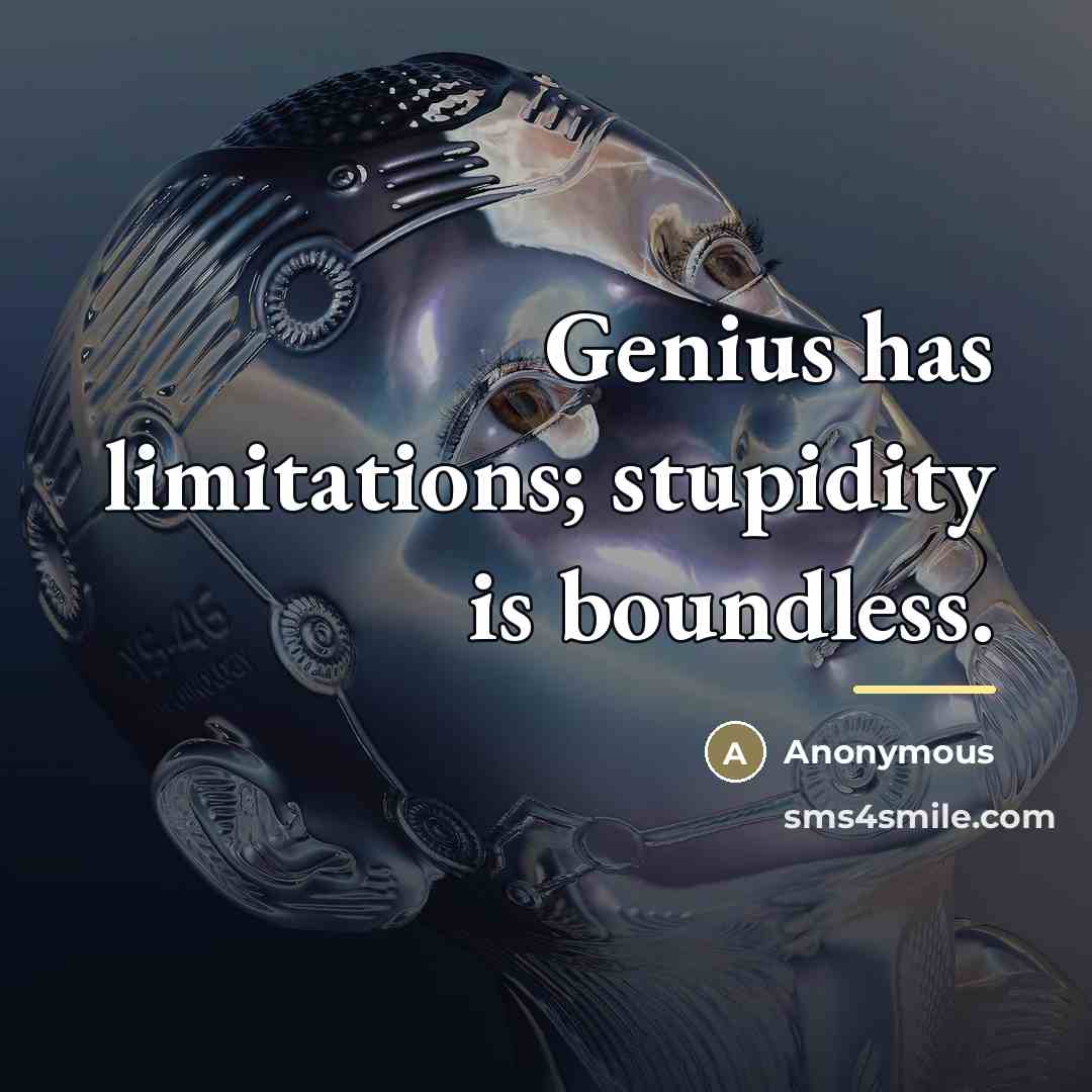 “Genius has limitations; stupidity is boundless.…” quote by Anonymous