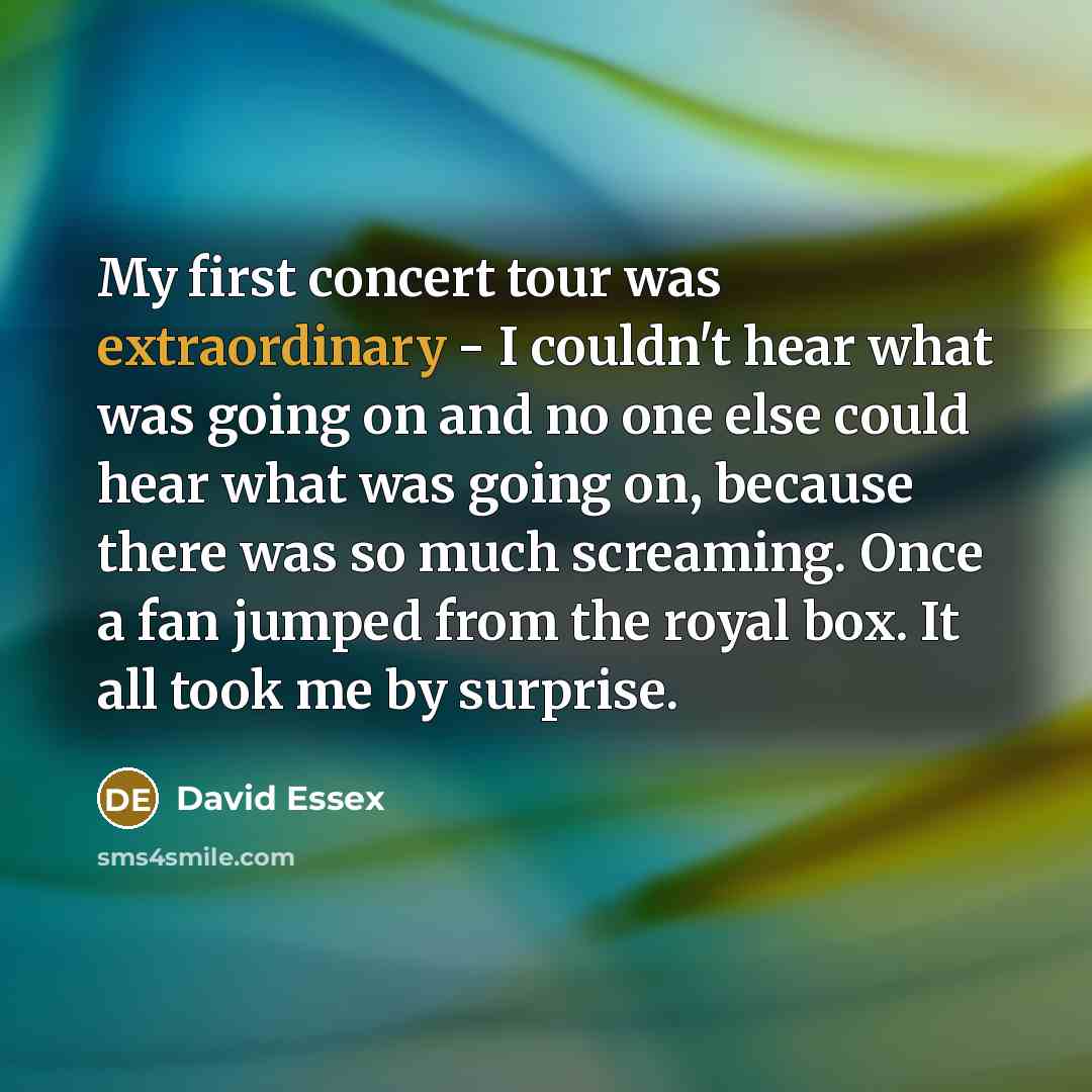 “My first concert tour was extraordinary - I couldn't hear…” quote by David Essex