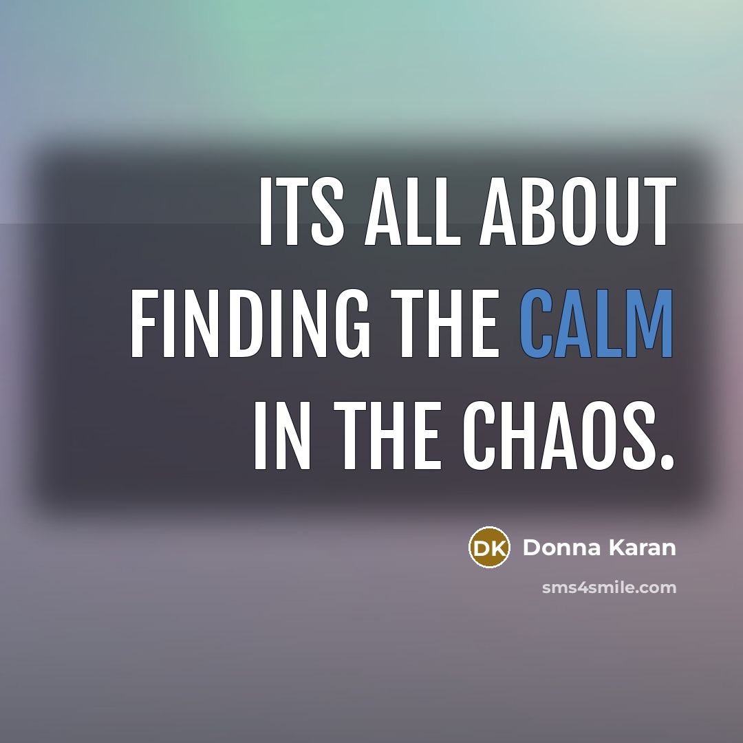 “Its all about finding the calm in the chaos.…” quote by Donna Karan