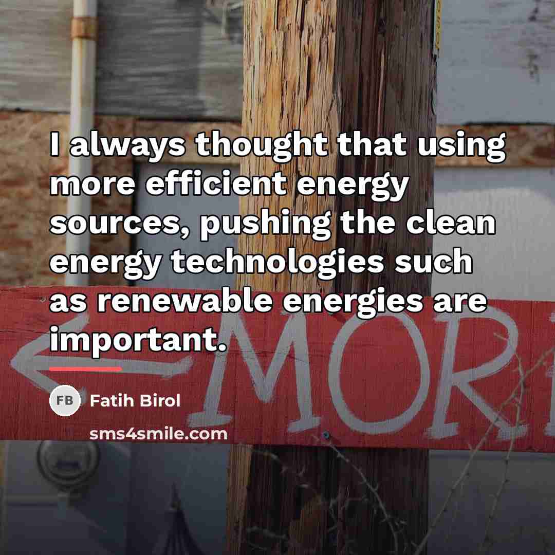 “I always thought that using more efficient energy sources, pushing…” quote by Fatih Birol