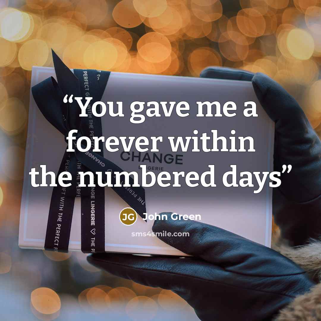 “You gave me a forever within the numbered days” quote by John Green