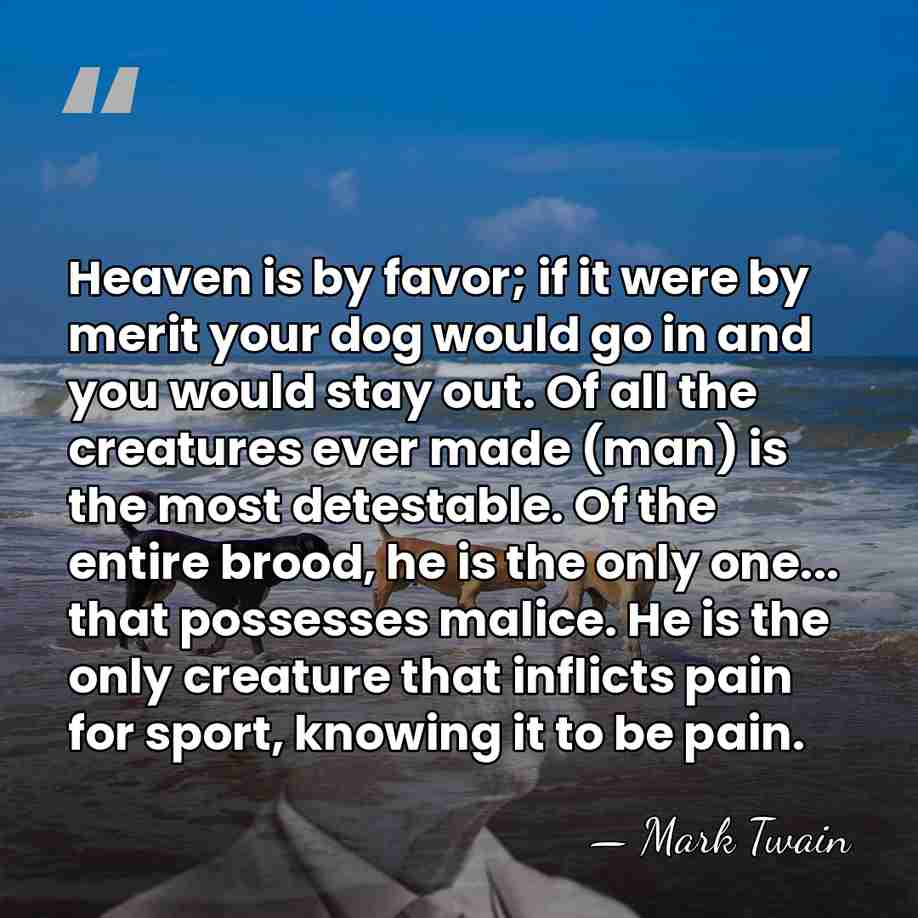 Heaven is by favor; if it were by merit your dog would&hellip; - Mark Twain