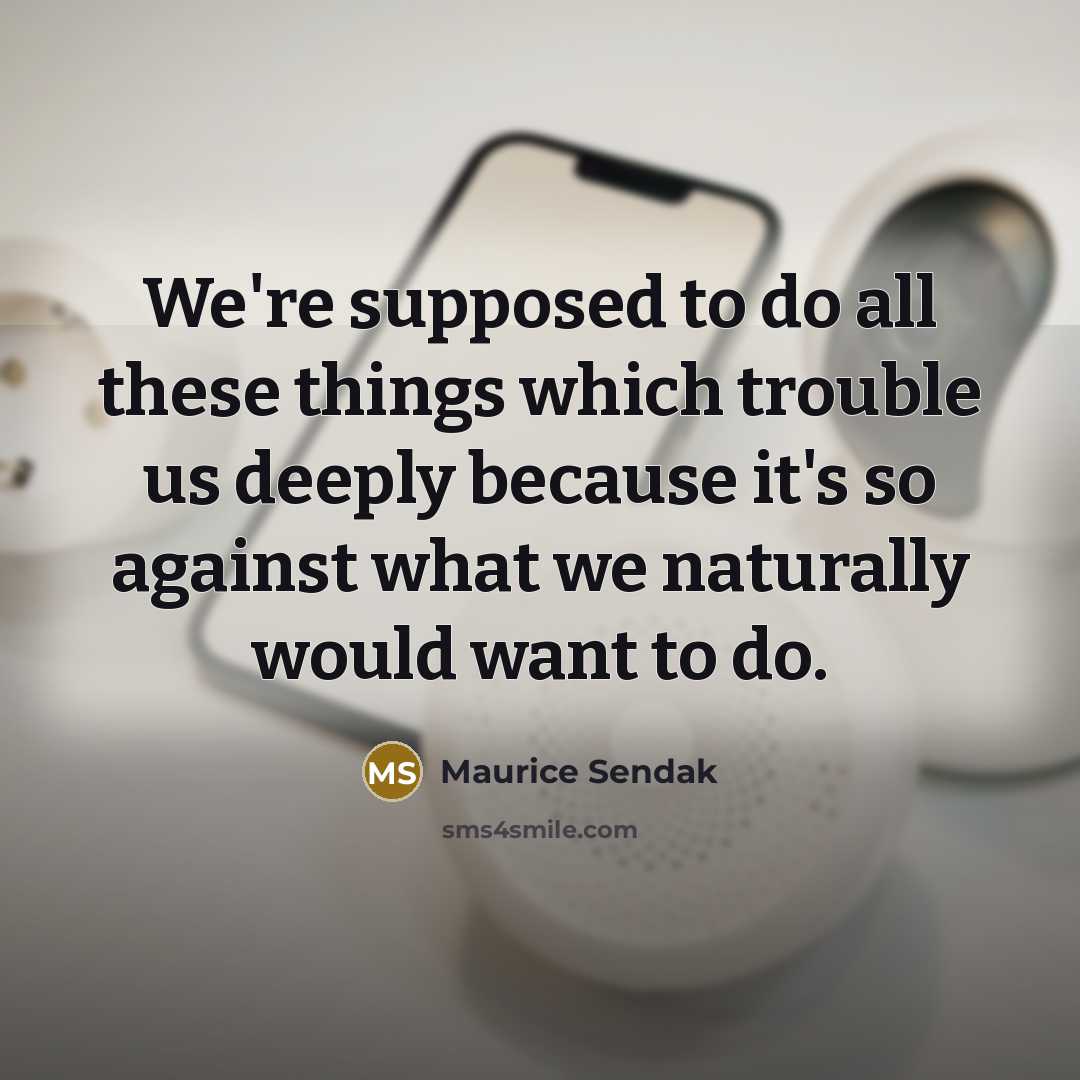 “We're supposed to do all these things which trouble us…” quote by Maurice Sendak