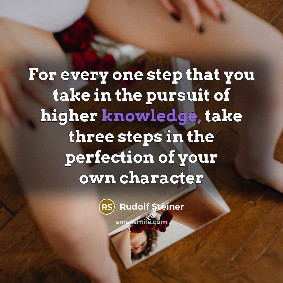 “For every one step that you take in the pursuit…” quote by Rudolf Steiner