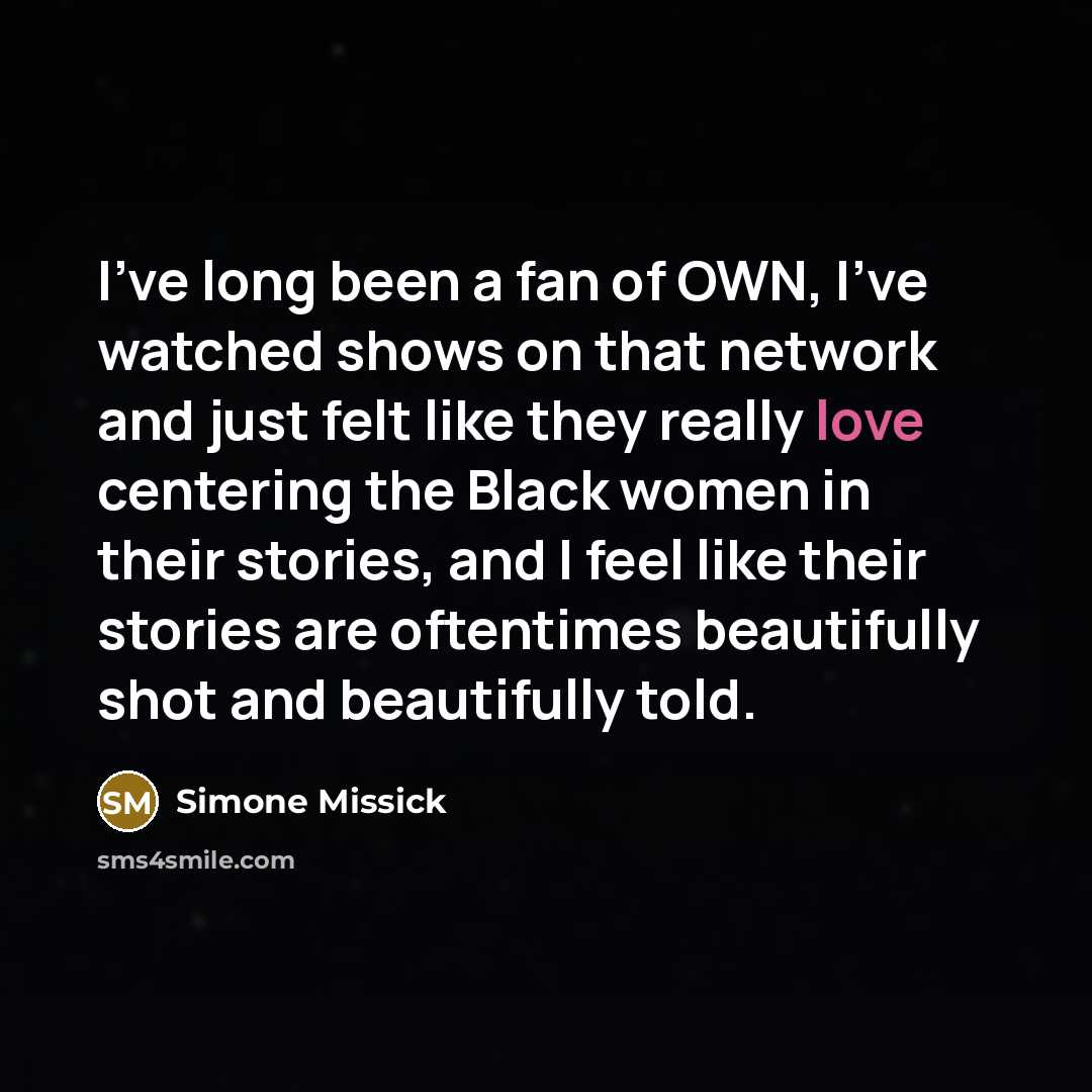 “I've long been a fan of OWN, I've watched shows…” quote by Simone Missick