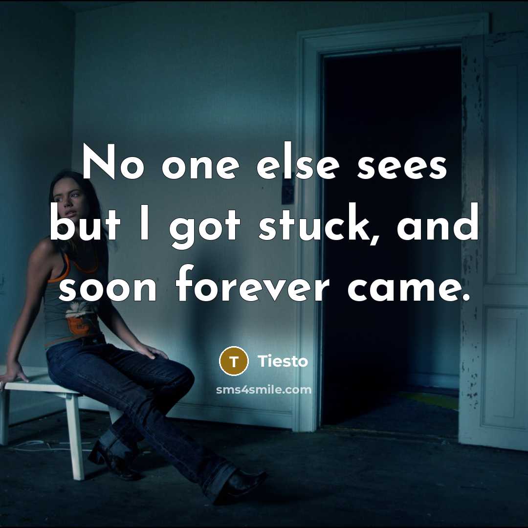 “No one else sees but I got stuck, and soon forever came.” quote by Tiesto