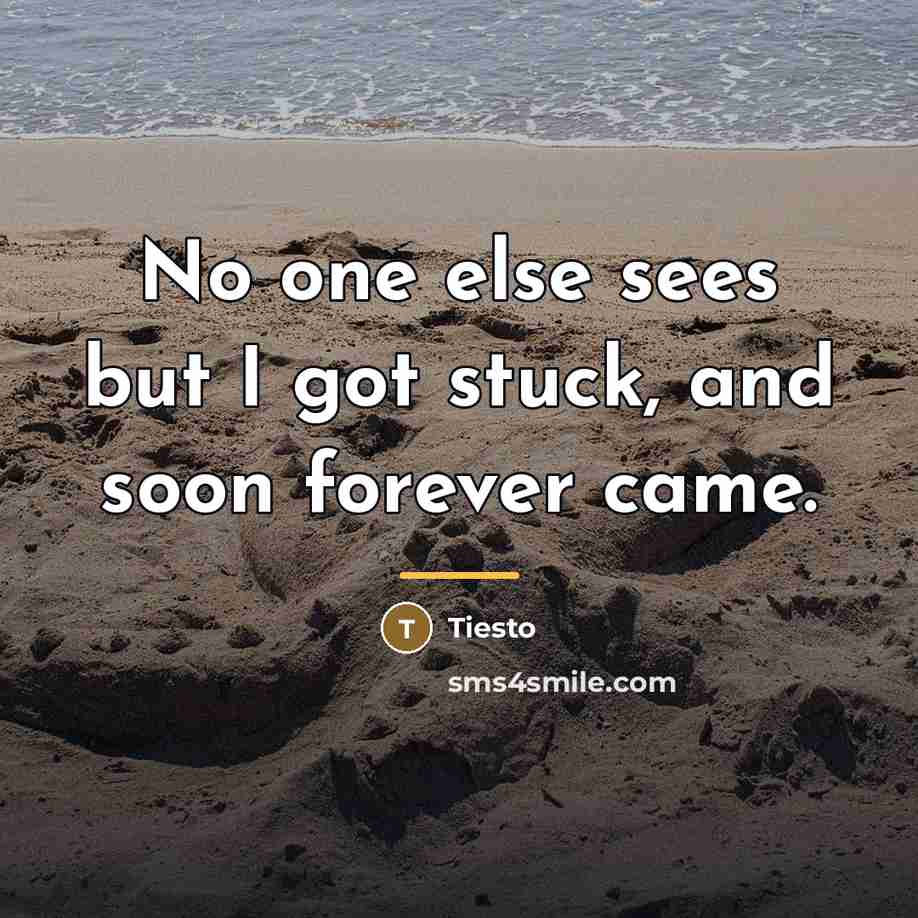 “No one else sees but I got stuck, and soon…” quote by Tiesto