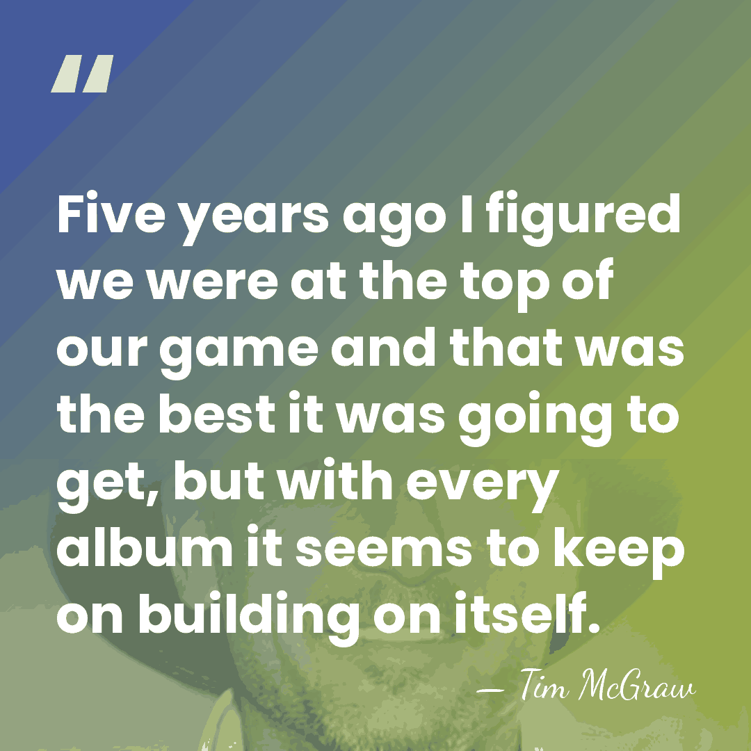Five years ago I figured we were at the top of our&hellip; - Tim McGraw