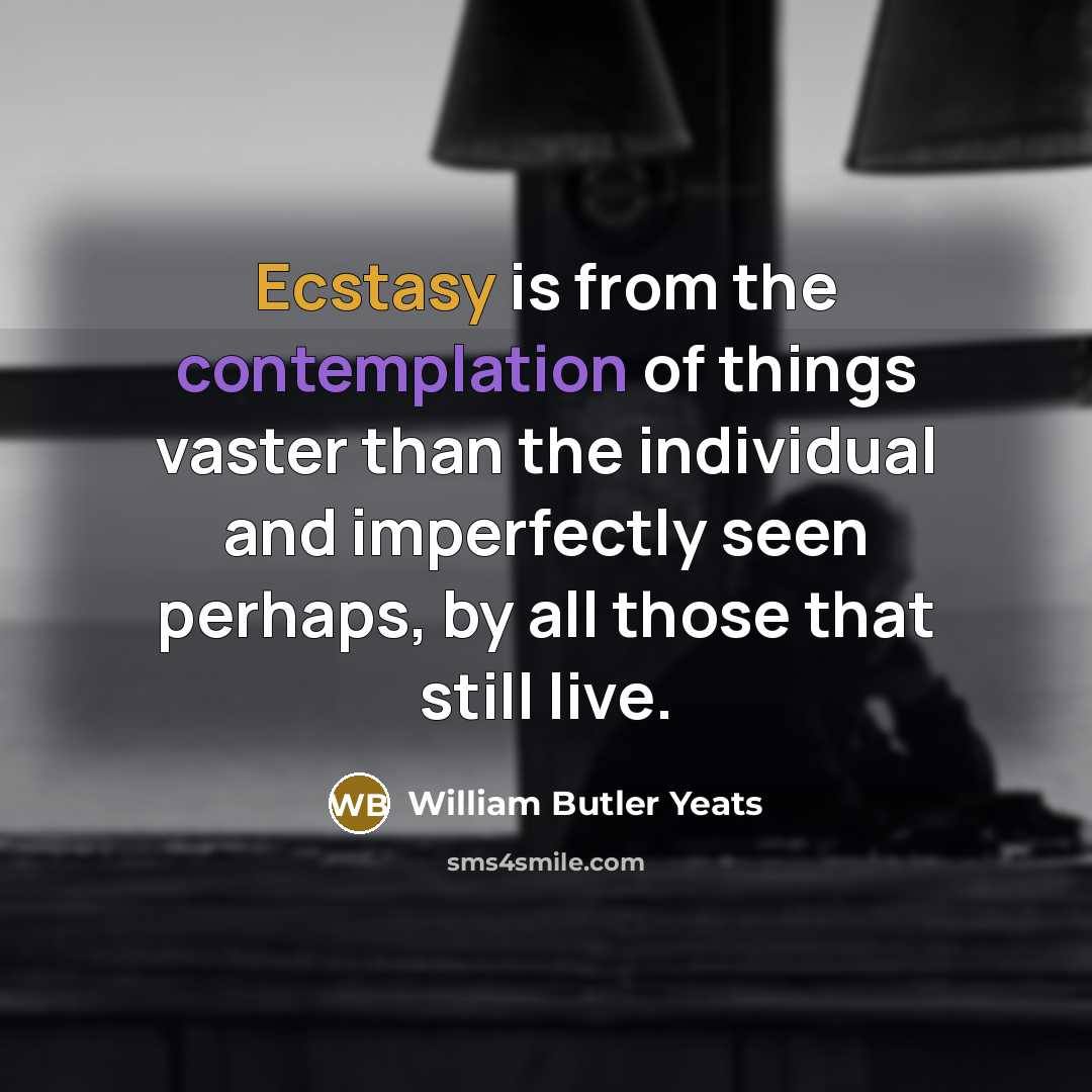 “Ecstasy is from the contemplation of things vaster than the…” quote by William Butler Yeats