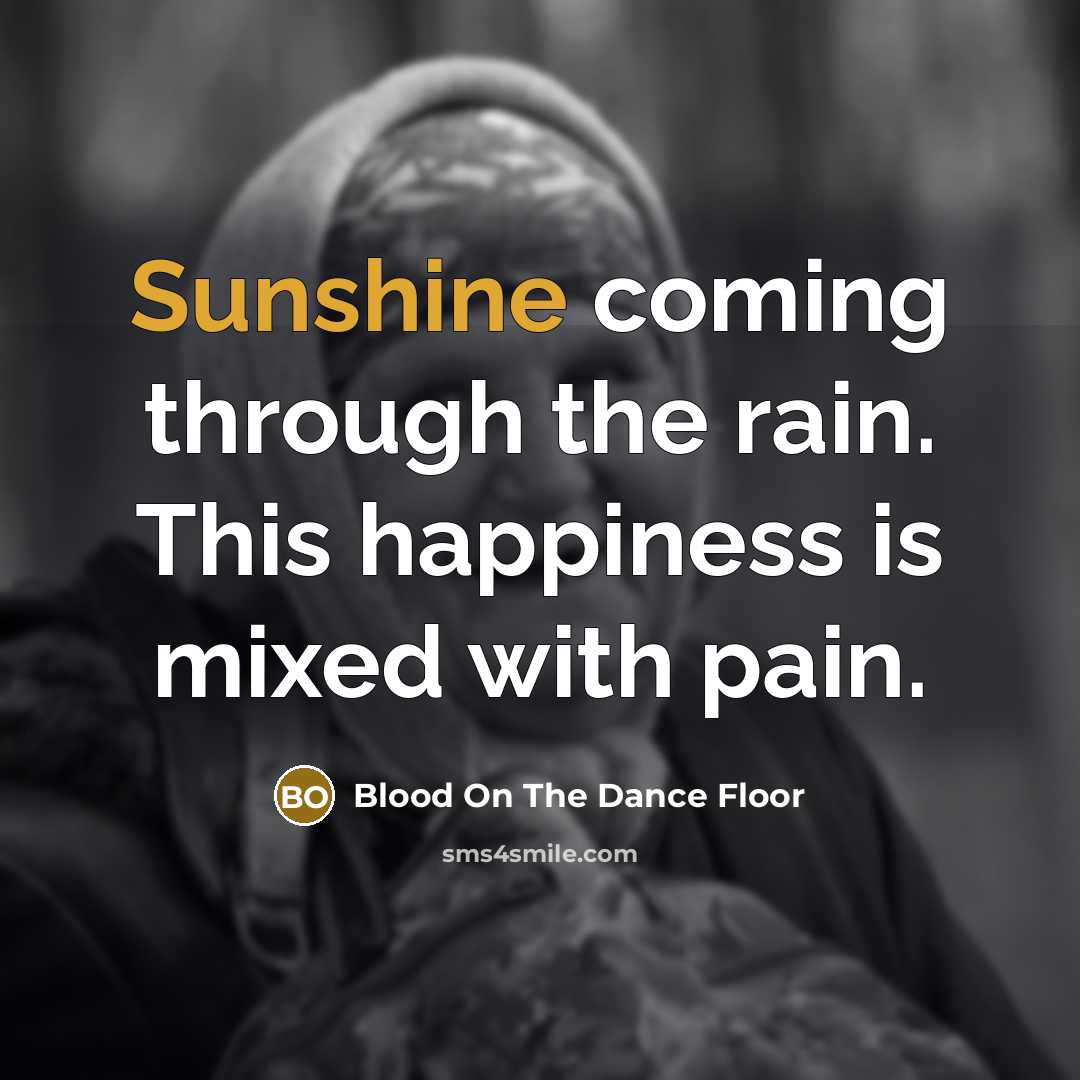 “Sunshine coming through the rain. This happiness is mixed with…” quote by Blood On The Dance Floor