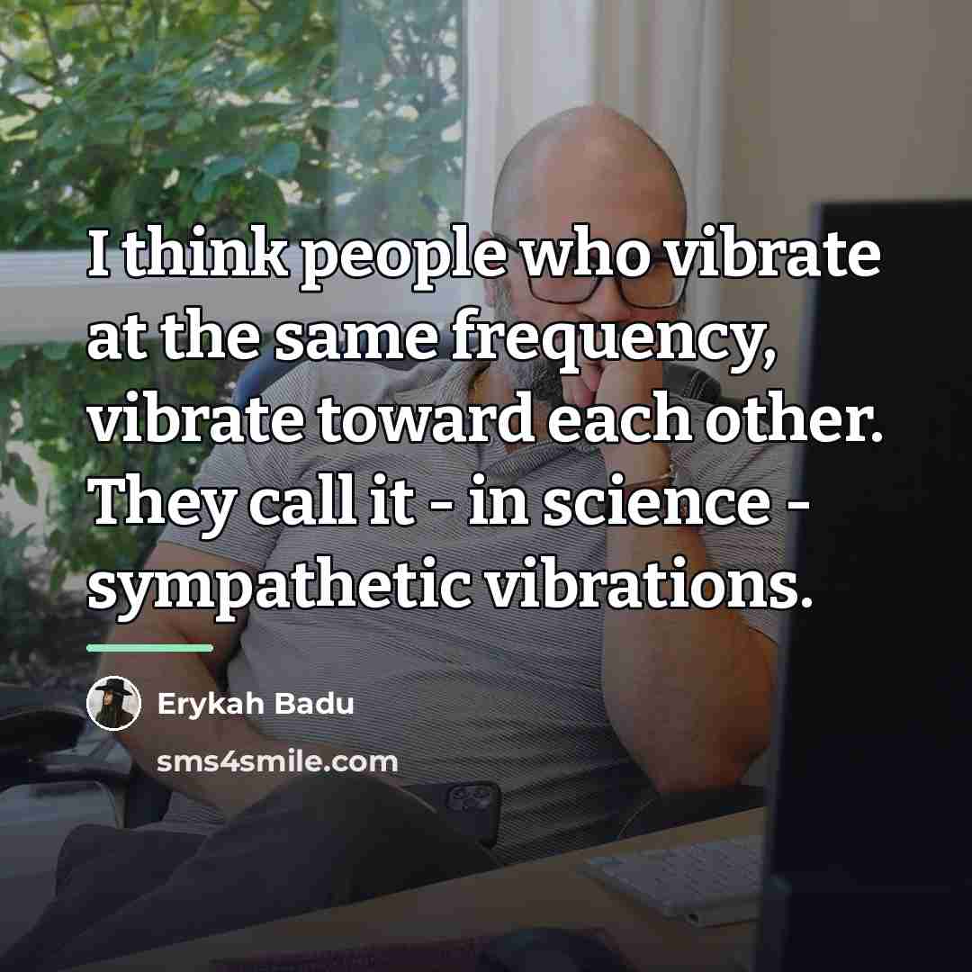 “I think people who vibrate at the same frequency, vibrate…” quote by Erykah Badu