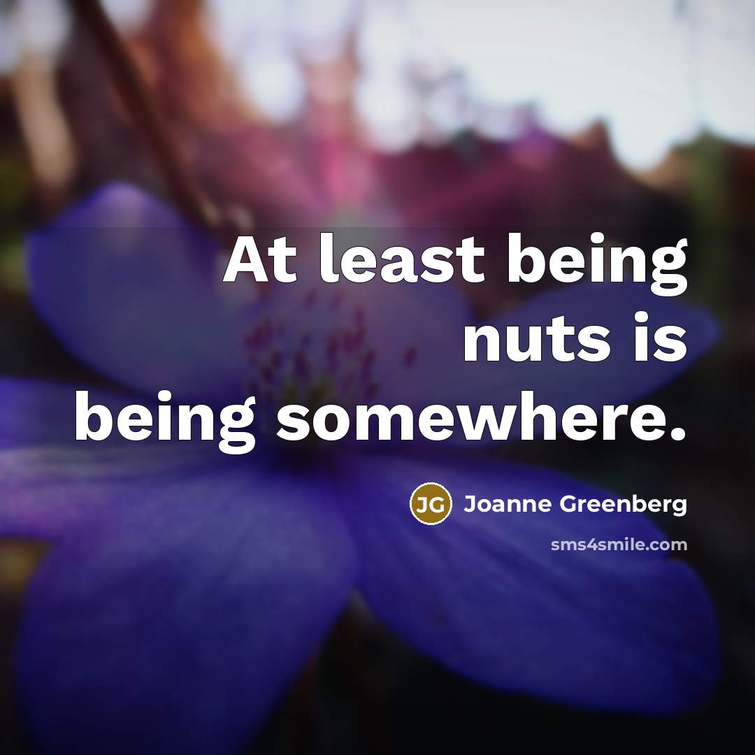 “At least being nuts is being somewhere.…” quote by Joanne Greenberg