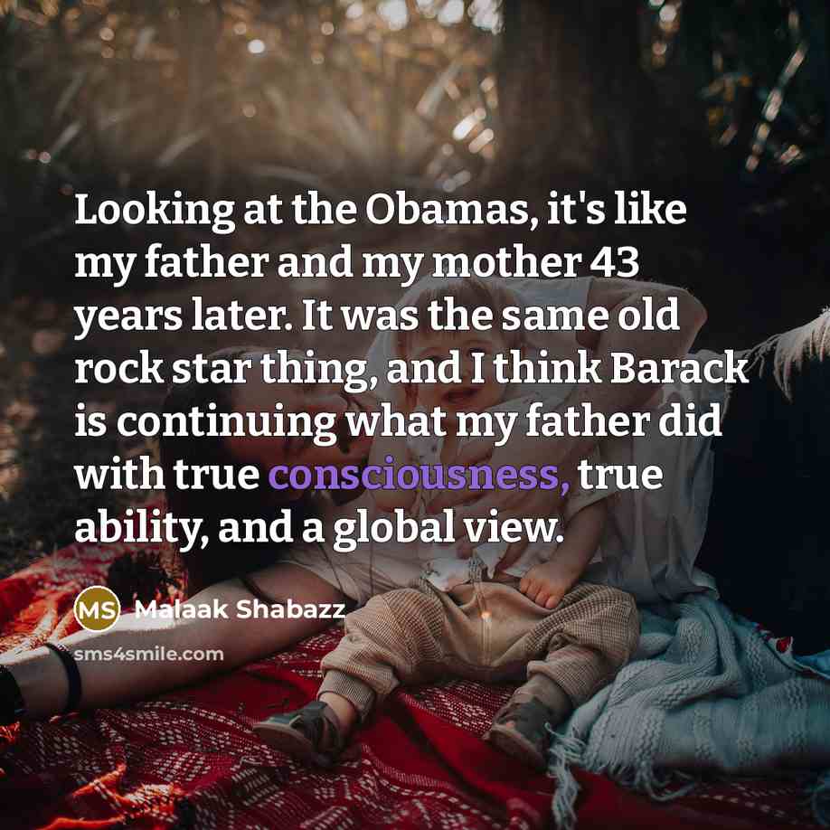 “Looking at the Obamas, it's like my father and my…” quote by Malaak Shabazz