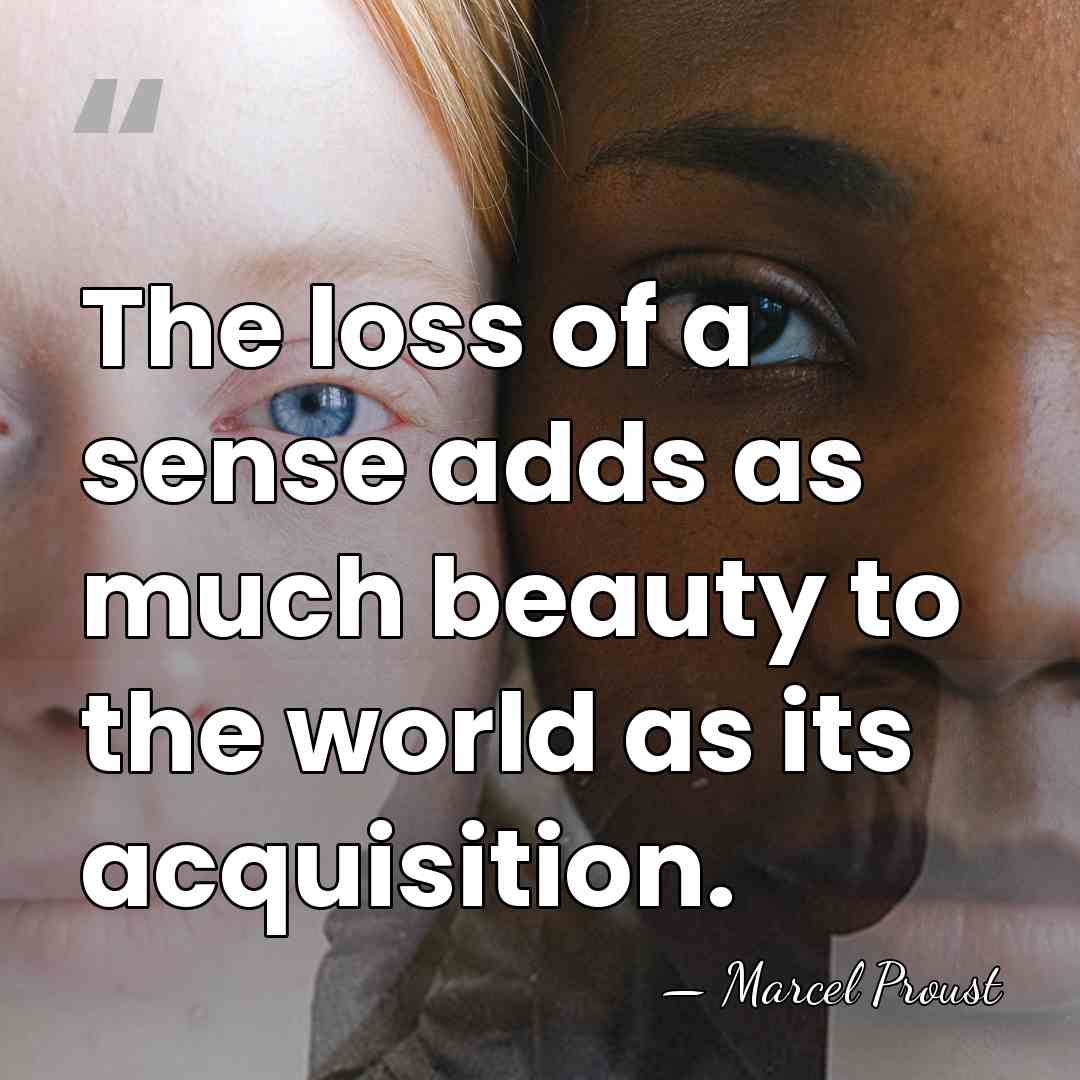 The loss of a sense adds as much beauty to the world&hellip; - Marcel Proust