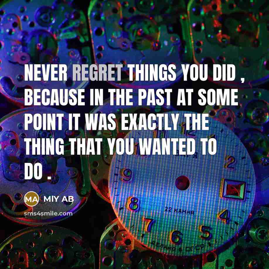 “Never regret things you did , because in the past…” quote by MlY AB