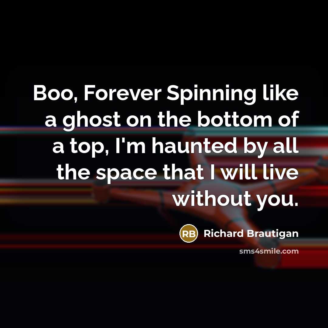 “Boo, Forever Spinning like a ghost on the bottom of…” quote by Richard Brautigan