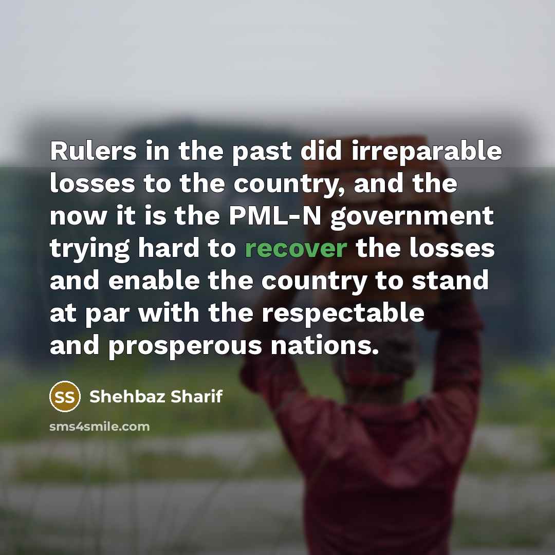 “Rulers in the past did irreparable losses to the country,…” quote by Shehbaz Sharif