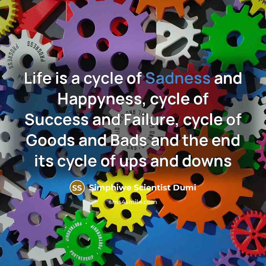 “Life is a cycle of Sadness and Happyness, cycle of…” quote by Simphiwe Scientist Dumi