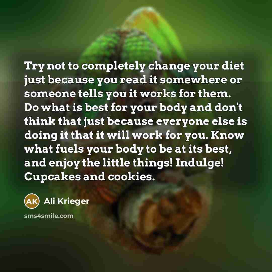 “Try not to completely change your diet just because you…” quote by Ali Krieger