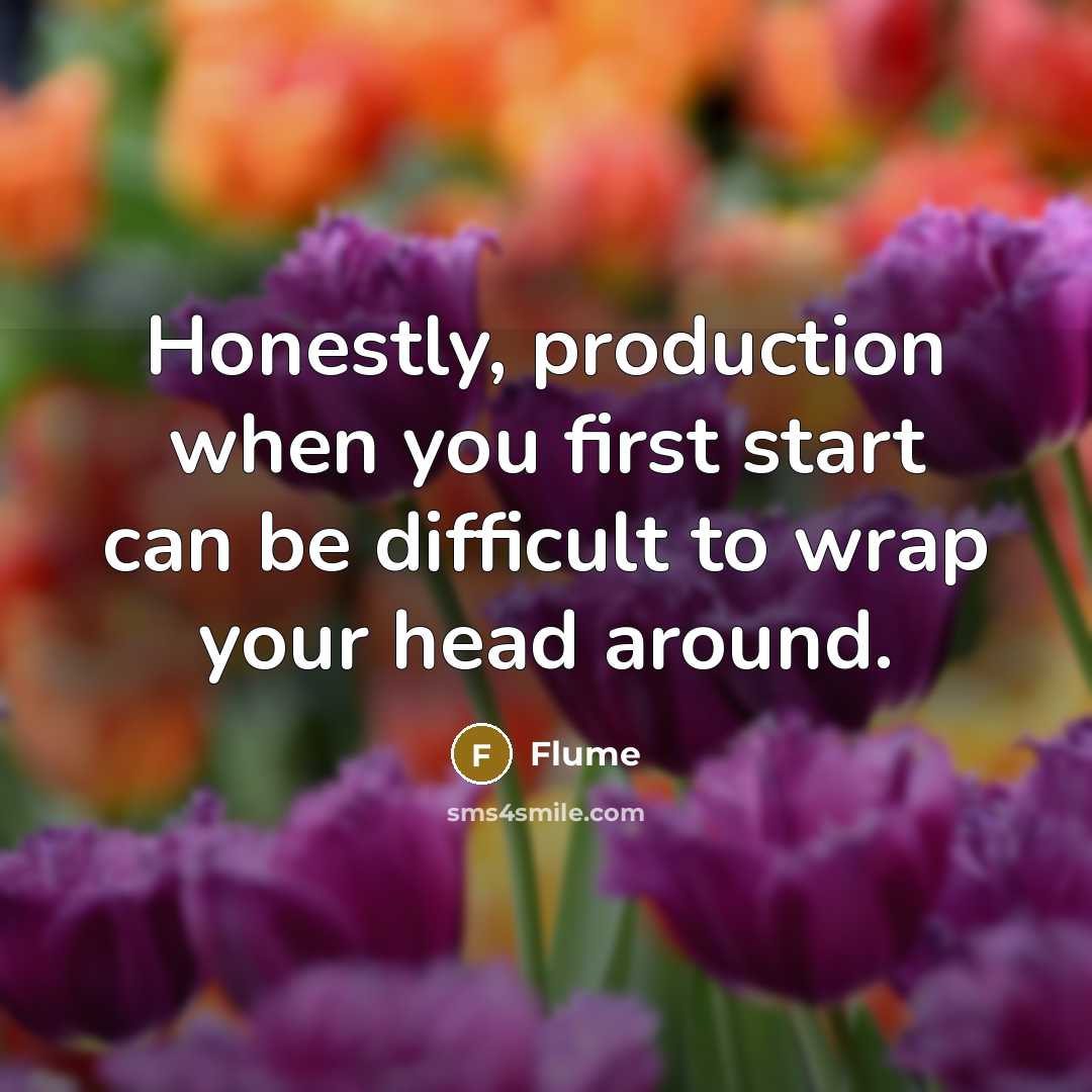 “Honestly, production when you first start can be difficult to…” quote by Flume