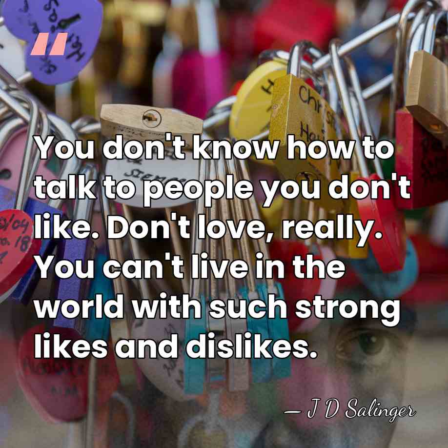 You don't know how to talk to people you don't like. Don't&hellip; - J D Salinger