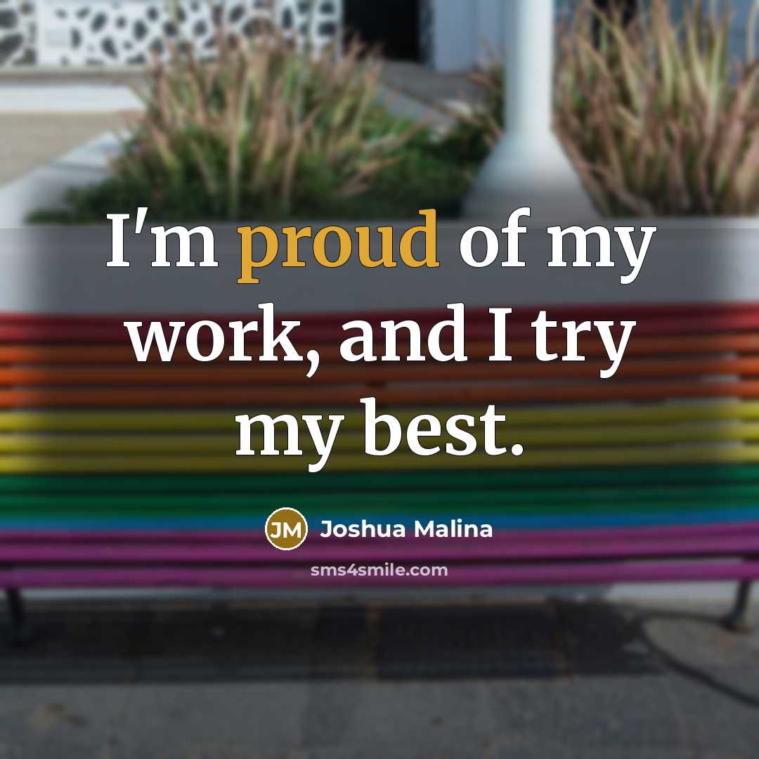 “I'm proud of my work, and I try my best.…” quote by Joshua Malina