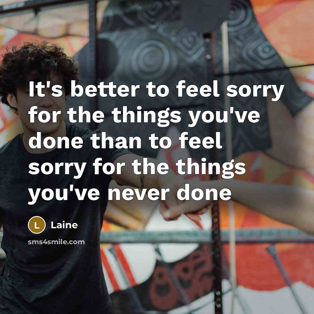 “It's better to feel sorry for the things you've done…” quote by Laine