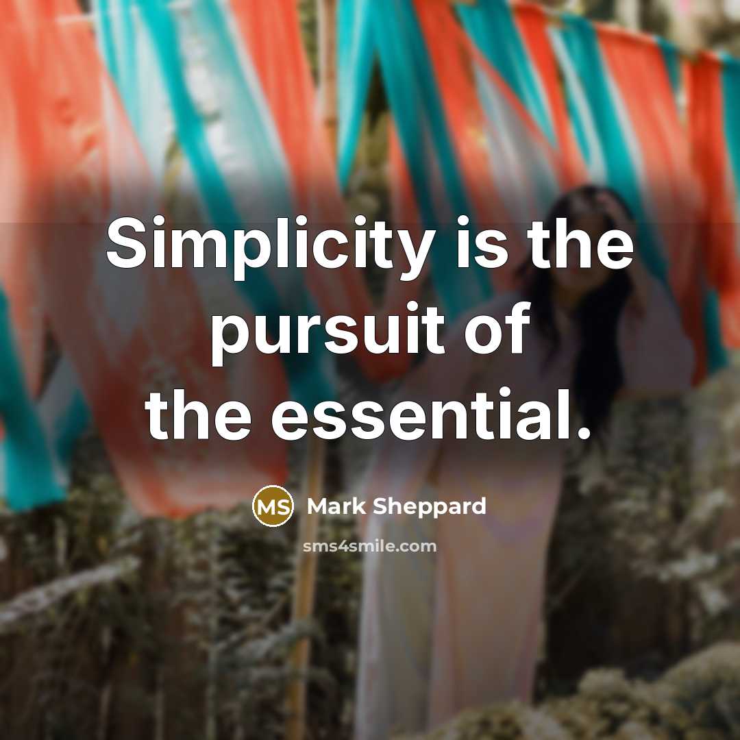 “Simplicity is the pursuit of the essential.” quote by Mark Sheppard