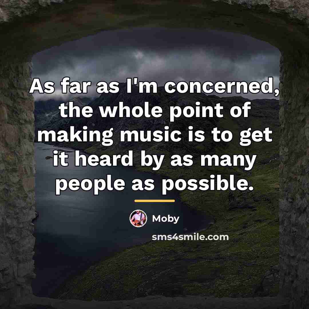 “As far as I'm concerned, the whole point of making…” quote by Moby