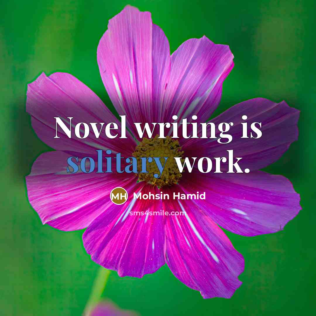 “Novel writing is solitary work.…” quote by Mohsin Hamid
