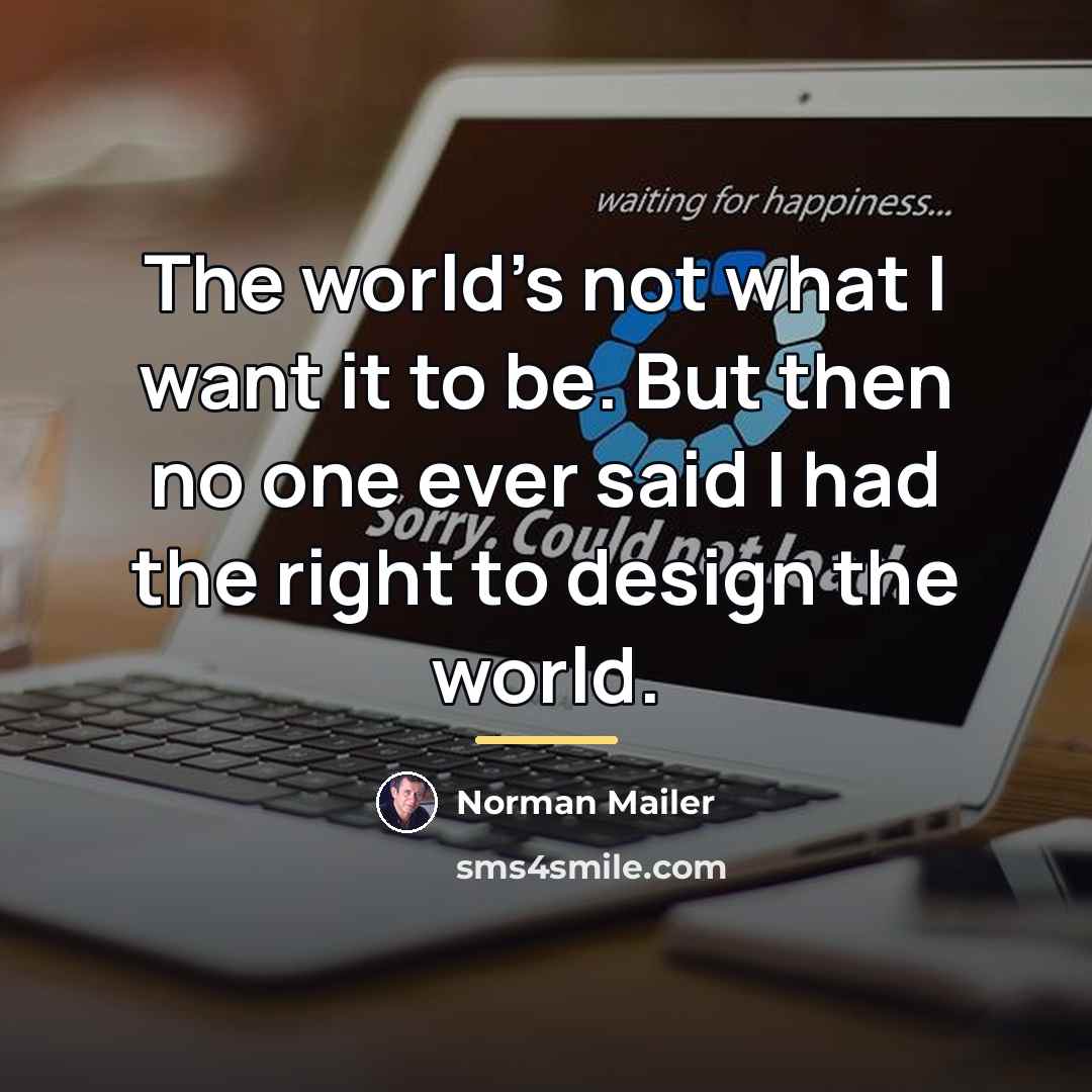 “The world's not what I want it to be. But…” quote by Norman Mailer