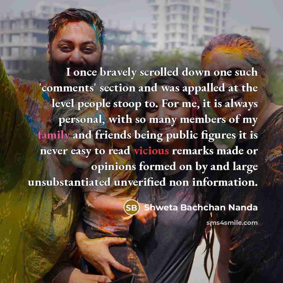 “I once bravely scrolled down one such 'comments' section and…” quote by Shweta Bachchan Nanda