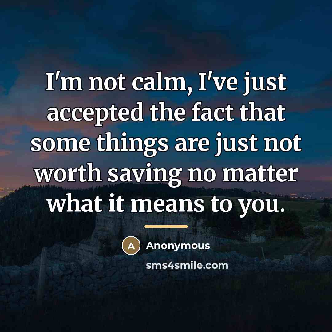“I'm not calm, I've just accepted the fact that some…” quote by Anonymous
