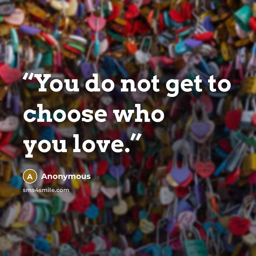 “You do not get to choose who you love.” quote by Anonymous