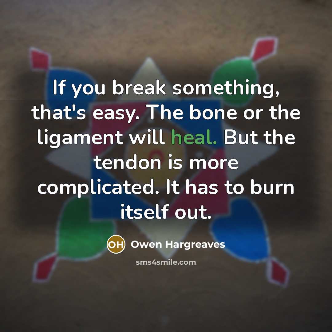 “If you break something, that's easy. The bone or the…” quote by Owen Hargreaves