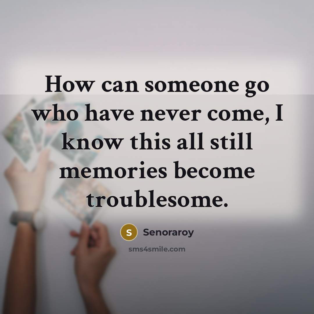 “How can someone go who have never come, I know this all still memories become troublesome.” quote by Senoraroy