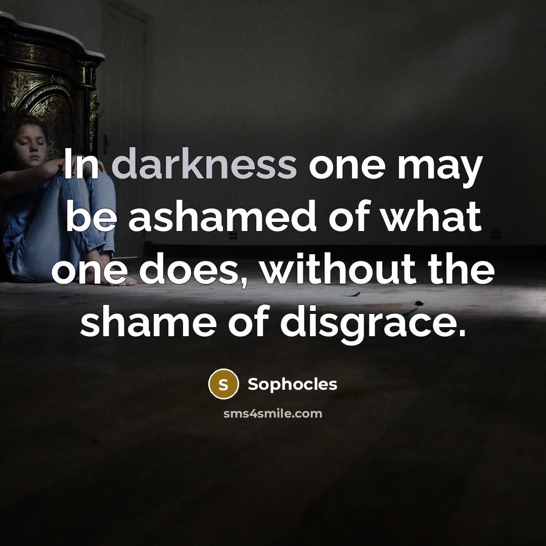 “In darkness one may be ashamed of what one does,…” quote by Sophocles