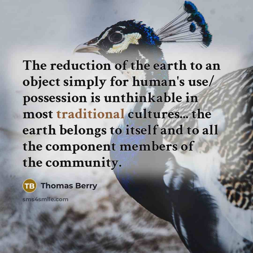 “The reduction of the earth to an object simply for…” quote by Thomas Berry