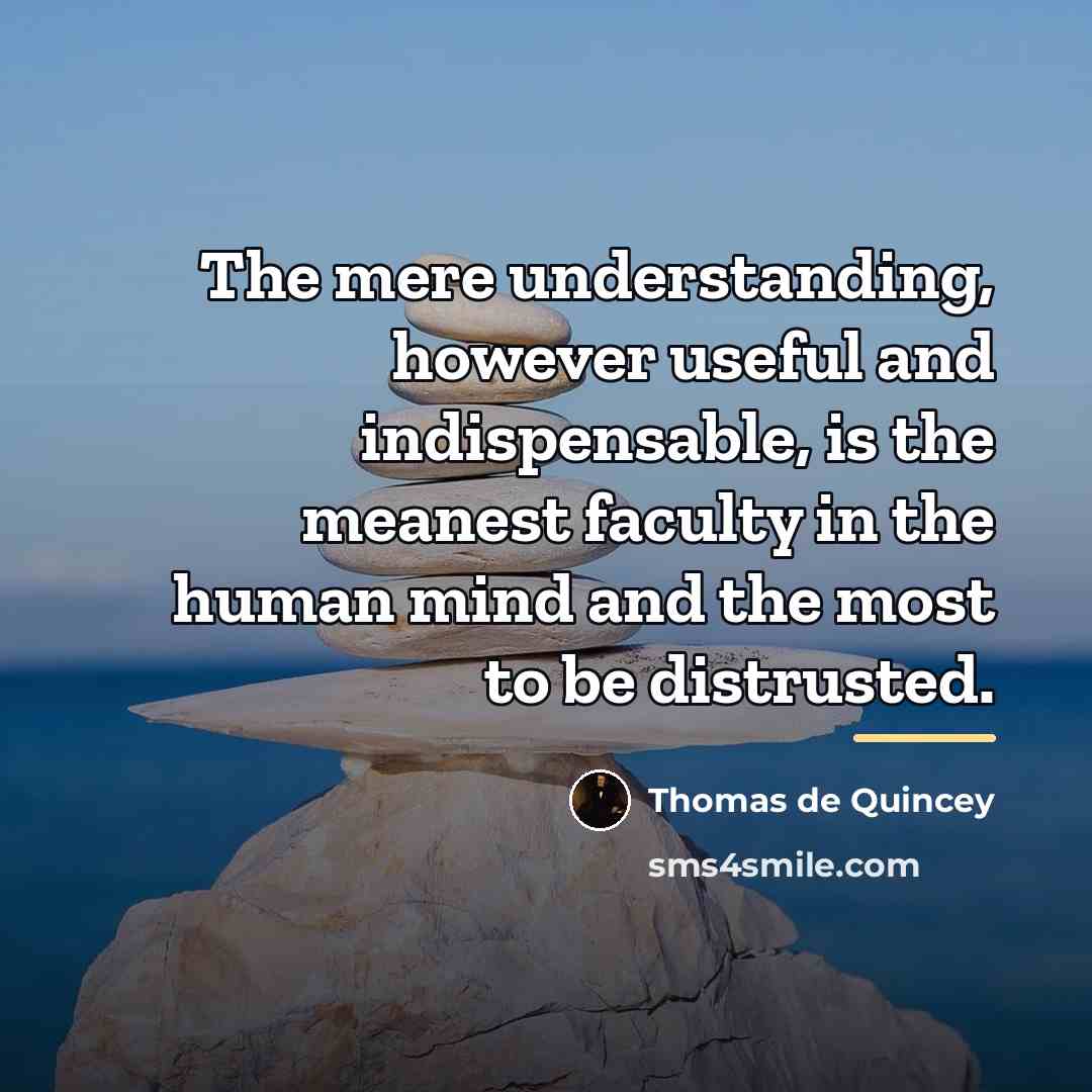 “The mere understanding, however useful and indispensable, is the meanest…” quote by Thomas de Quincey